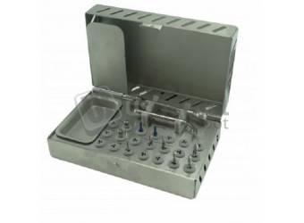 XPS-Implant Surgical Box St&ard - Stainless steel -  ( 5 Helicoidal burs + 1 pin set + 1 adjustable wrench + 2 screw drivers + 1  Flat Wrench )  Caja Quirurica Compacta