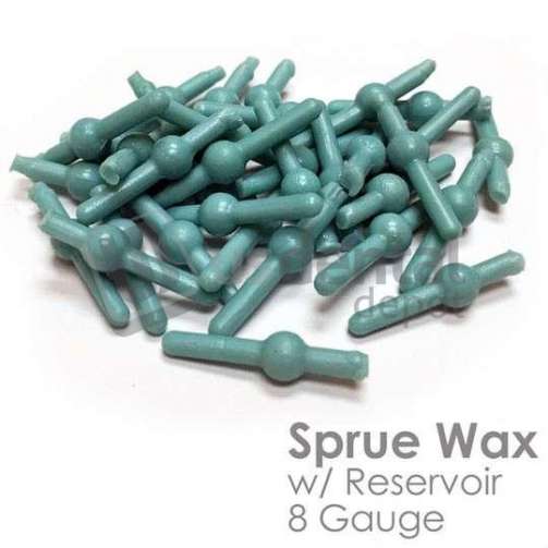 BESQUAL  Castingr Sprue Wax with Reservoir - 3.5mm 8ga , GREEN 50pk . Used - #749-08