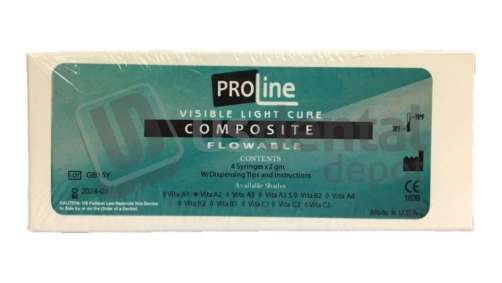PRO-LINE - ProFlow Flowable 4 syringe Kit color A2 - 4 x 2gr Flow Hybrid composites ( A2 ) + 25 application tips - 004-010