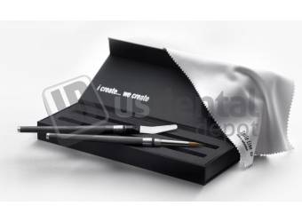 SMILE LINE Porcelain instrument set of 2 (Kolinsky brush #8R & zircon spatula)- carbon fiber FL-14150-CA6