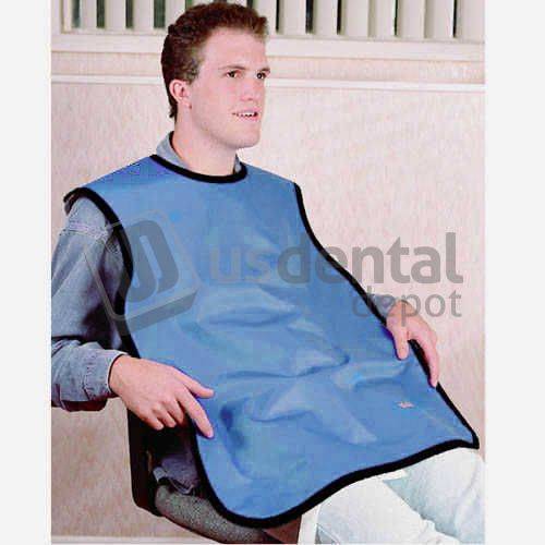 FLOW LEAD PROTECTIVE ADULT BIB APRON .3mm LEAD 24inx26in MEDIUM BLUE - #75050-16