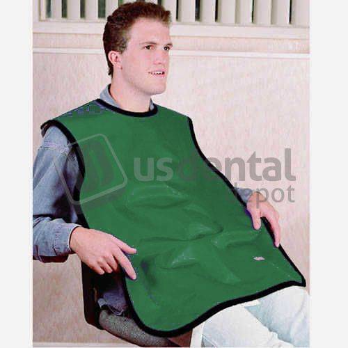 FLOW LEAD PROTECTIVE ADULT BIB APRON .3mm LEAD 24inx26in HUNTER GREEN - #75050-36