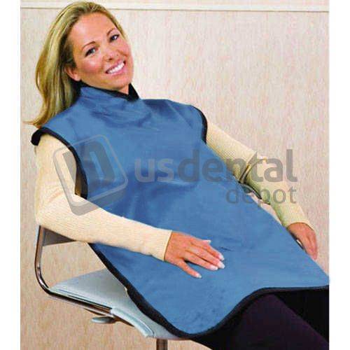 FLOW LEAD PROTECTIVE ADULT BIB APRON w/ COLLAR .3mm LEAD 24inx26in MEDIUM BLUE - #75051-16