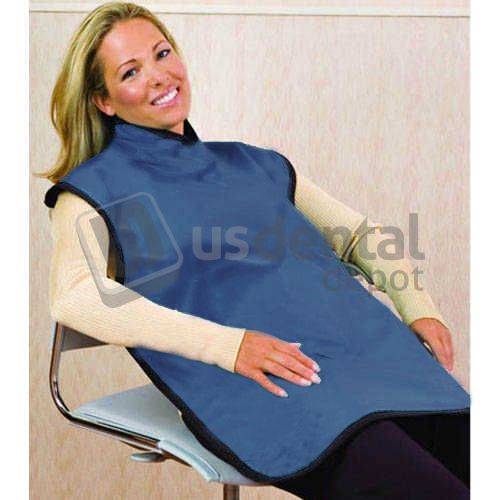 FLOW LEAD PROTECTIVE ADULT BIB APRON w/ COLLAR .3mm LEAD 24inx26in ROYAL BLUE - #75051-20