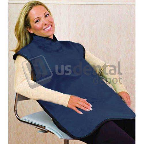 FLOW LEAD PROTECTIVE ADULT BIB APRON w/ COLLAR .3mm LEAD 24inx26in NAVY BLUE - #75051-22