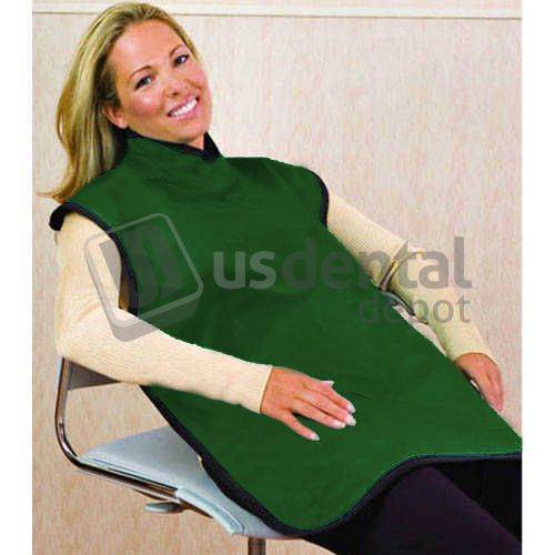 FLOW LEAD FREE PROTECTIVE BIB APRON WITH ATTACHED COLLAR .25mm NO-LEAD 24inx26in HUNTER GREEN - #75051NL-36