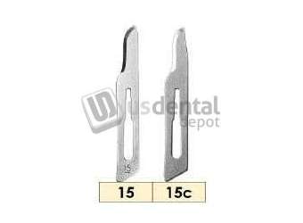 KEYSTONE Prehma #15 Sterile Carbon Steel Surgical Scalpel Blade, Single Use, Box of 100 - #27-00510