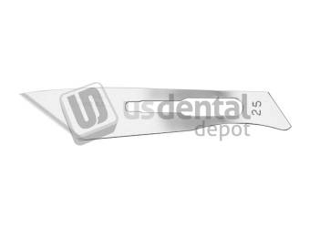 KEYSTONE Prehma #25 Sterile Carbon Steel Surgical Scalpel Blade, Single Use, Box of 100 - #27-01310