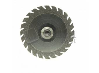 Mounted Diamond disc - 22mm diameter - 0.23mm thick - Double sided - Edge coating 3mm- Superflex - Saw ( dented ) Used for plaster -acrylic and porcelain -