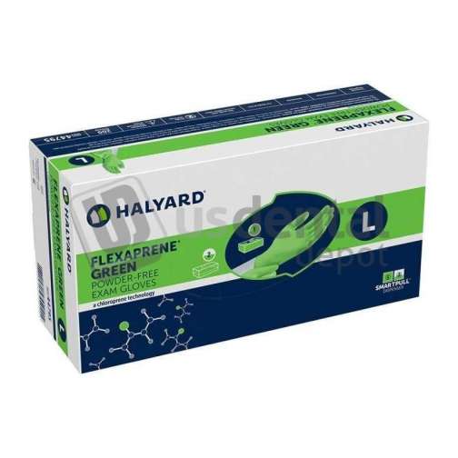 HALYARD FLEXAPRENE* GREEN PF Chloroprene Exam Gloves- 2000 Gloves 200/box x 10 box/cs Medium 44794 (case)