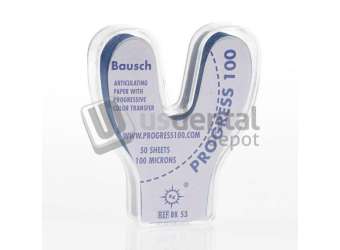 BAUSCH - Articulating Paper 100microns .008in 300pk - BLUE - HorseShoe Sheets - #BK-53
