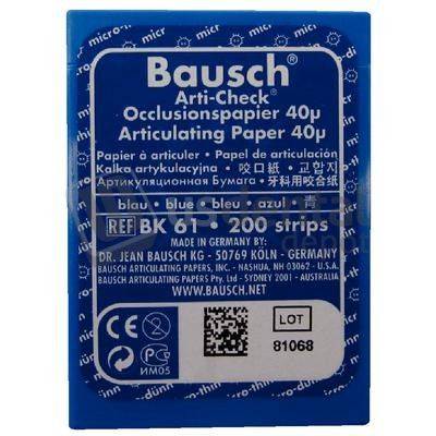 Bausch - Articulating Paper BLUE Thin Strips 40 Microns .0016 200/pk #BK-61