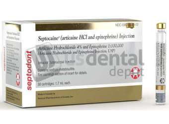 Septodont - Septocaine with Epinephrine 4% 1:100 00 50/bx. # 01-A1400