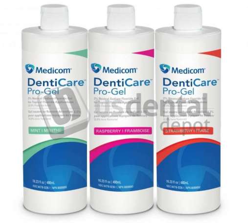 MEDICOM DentiCare™ Pro-Gel 2% Neutral Sodium Fluoride 480 ml Gel- Mint- 16 oz Bottle (Rx) (Not Available for sale into Canada) # MDC 10023-MUN