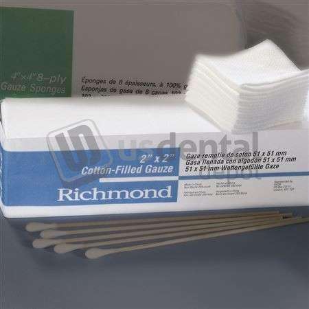 RICHMOND Cotton Filled Sponge- 2in x 2in- 8-Ply- Non-Sterile- 200/slv- 25 slv/cs #300410 -RIC 300410