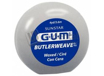 SUNSTAR GUM ButterWeave®  Dental Floss- UnflavoRED Waxed 4 yd 144/pk  144pk #1115A -SUN 1115A