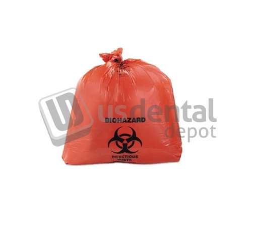 PLASDENT WASTE BAGS 10 AG BIO HAZARD WASTE BAG- RED (250pcs/box) ( 6px  per case ) #PS8653