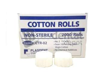 PLASDENT PROOF Cotton Rolls- Non- Sterile #2 (2000ps/box) ( 12 pcs per case ) #CTR- 02