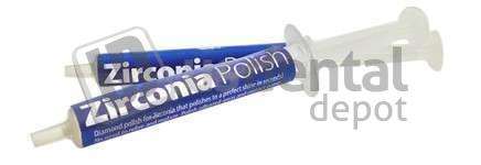 ZIRCONIA POLISH&reg; - 2 GRAM SYRINGE 
ALL NEW! Zirconia Polish is a paste formulation specifically engineered to polish Zirconia.
- Zirconia Polish results in the smoothest and shiniest finish

- No need to reglaze!

- Safer to use - less risk of cross-contamination

- Polish adjusted areas and contact points chairside

- Safe for intra-oral or extra-oral use, with a delicious minty flavor

Quantity: 1 - 5 gram syringe