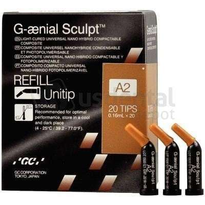 GC G-aenial Sculpt A2 Unitip Refill, 20 - 0.16 mL Tips. Light-Cured, Universal - #009170