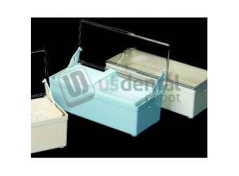 Cold Sterilizing Tray PLASDENT BLUE Germicide Tray with CLEAR Lid, 10-3/8in L x 4in W x 3-1/4in H. . #208GST-2