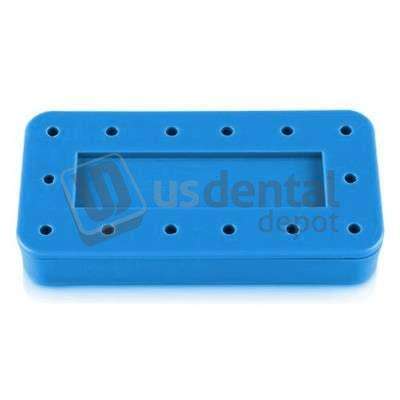 PLASDENT Rectangular Bur Block-Spectrum BLUE, 14 Burs Capacity. Magnetic, Dimension: 3in  x 1-1/2in  x 1/2in . Steam and chemical autoclavable to 250F. #400BRS-2N