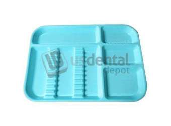 PLASDENT Set-up Tray Divided Size B (Ritter)- NEON BLUE, Plastic, 13-1/2in  x 9-5/8in  x 7/8in . #300BDS-2N
