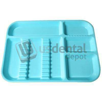 PLASDENT Set-up Tray Divided Size B (Ritter)- NEON BLUE, Plastic, 13-1/2in  x 9-5/8in  x 7/8in . #300BDS-2N