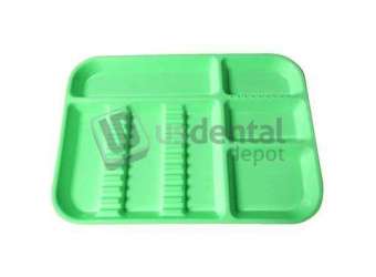 PLASDENT Set-up Tray Divided Size B (Ritter) - NEON GREEN, Plastic, 13-1/2in  x 9-5/8in  x 7/8in . #300BDS-4N