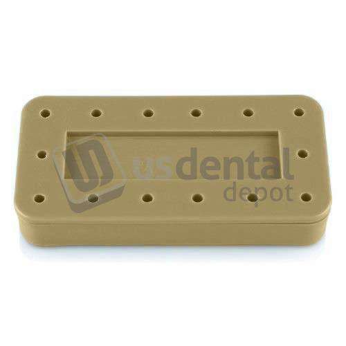 PLASDENT Rectangular Bur Block-BEIGE, Magnetic, 14 Burs Capacity, Dimension: 3in  x 1 1/2in  x 1/2in , Single Block. Steam and chemical autoclavable to 250°F. #400BR-7