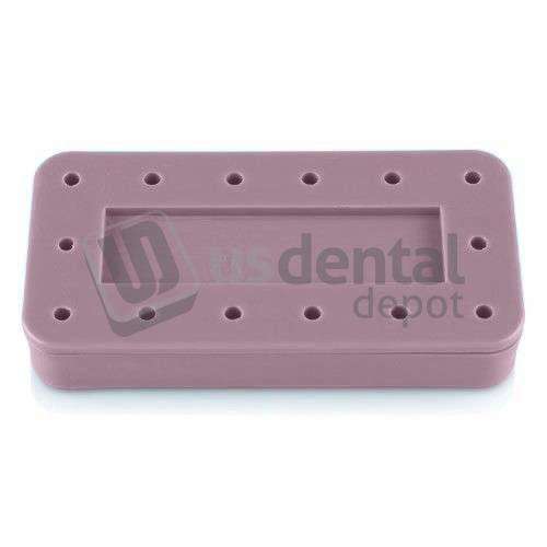 PLASDENT Rectangular Bur Block-Mauve, Magnetic, 14 Burs Capacity, Dimension: 3in  x 1 1/2in  x 1/2in , Single Block. May be cold sterilized or autoclavable up to 250 degrees. #400BR-10