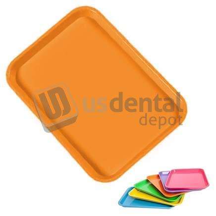 PLASDENT Set-up Tray Flat Size B (Ritter)- NEON Tangerine, Plastic, 13 3/8in  x 9 5/8in  x 7/8in . #300BFS-12N