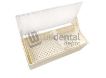 Cold Sterilizing TrayPLASDENT White Germicide Tray with Clear Lid 10.35inL x 4inW x 3.25H. #208GST-1