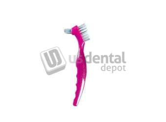 PLASDENT Magenta Angled Standard Denture Brushes With Ergonomic Handle, Pack of 12 denture brushes. #20040-6