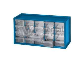 PLASDENT Countertop Storage Cabinet with 20 Drawers - NEON BLUE Frame with CLEAR Drawers. #DRA20-2N