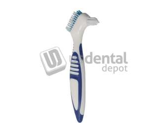 PLASDENT BLUE & WHITE Premium Angled Denture Brushes, Soft Dual Action, Pack of 12 denture brushes. #20042-2
