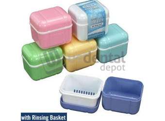 PLASDENT ASSORTED Color Denture Carebath With Rinsing Basket, 12pk . #DCH2000-TJA