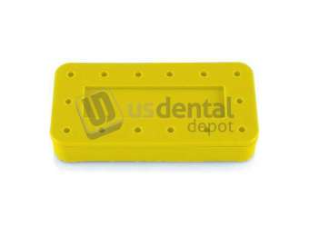 PLASDENT Rectangular Bur Block-YELLOW, Magnetic, 14 Burs Capacity, Dimension: 3in  x 1 1/2in  x 1/2in , Single Block. Steam and chemical autoclavable to 250°F. #400BR-3