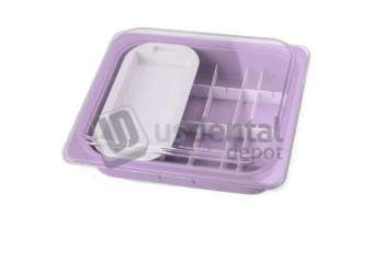 PLASDENT Operation Tub Set - PASTEL LILAC 10 3/4in W x 13in L x 2 5/8in D. Complete with dividers, accessory tray and CLEAR lid (cold disinfect only). #500TBSET-10PS