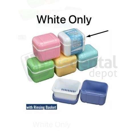 PLASDENT WHITE Denture Carebath With Rinsing Basket, 12pk . #DCH2000-1