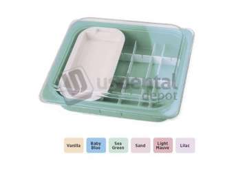 PLASDENT Operation Tub Set - PASTEL VANILLA 10 3/4in W x 13in L x 2 5/8in D. Complete with dividers, accessory tray and CLEAR lid (cold disinfect only). #500TBSET-1PS