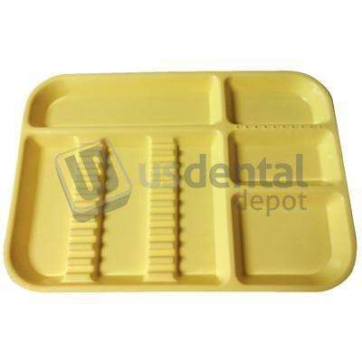 PLASDENT Set-up Tray Divided Size B (Ritter)- NEON YELLOW, Plastic, 13-1/2in  x 9-5/8in  x 7/8in . #300BDS-3N