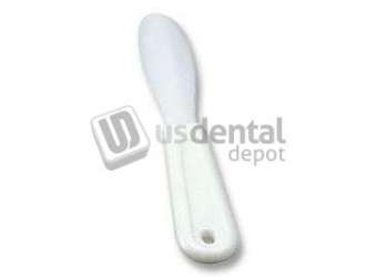 PLASDENT Alginate Spatula-Flexible-WHITE. Made of high grade plastic that provides a sturdy handle and a flexible tip for optimum mixing ability. Sold individually. #905SA-1