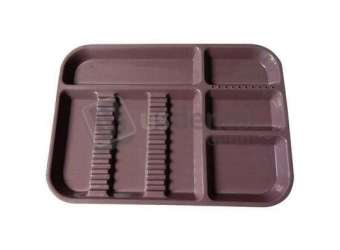 PLASDENT Set-up Tray Divided Size B (Ritter)- Mauve, Plastic, 13-1/2in  X 9-5/8in  X 7/8in . #300BD-10