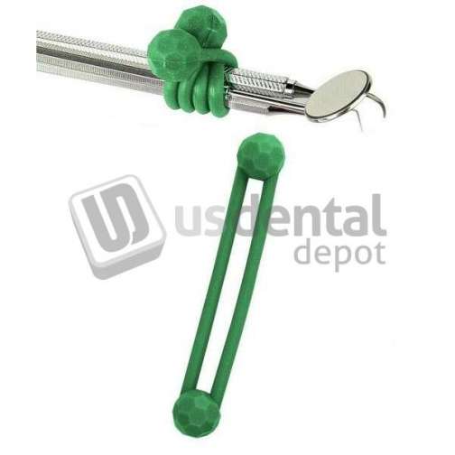 PLASDENT Silicone Instrument Ties- GREEN, 6pk . For bundling of instruments during sterilization. Autoclavable up to 275°F. #206IT-4X