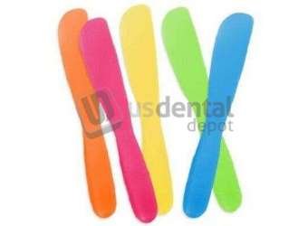 PLASDENT ASSORTED NEON Colored Disposable Mixing Spatulas, bag of 12. #907DMS-A