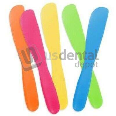 PLASDENT ASSORTED NEON Colored Disposable Mixing Spatulas, bag of 12. #907DMS-A