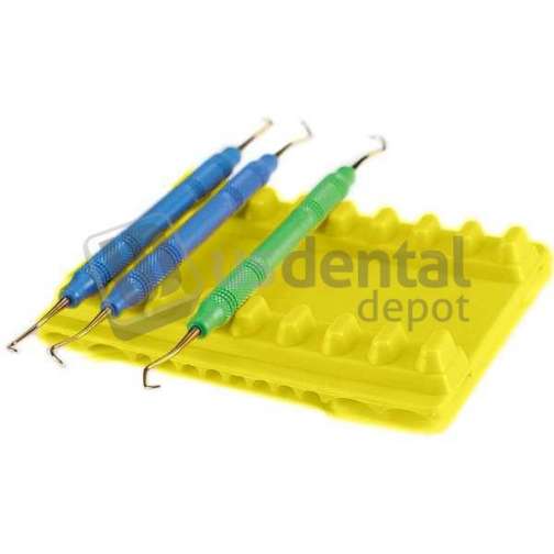 PLASDENT Instrument Mat-Small, NEON YELLOW, 5-3/16in  x 4-1/8in . Reversible, 8 or 12 Instruments Capacity. #400MSS-3N