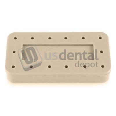 PLASDENT Rectangular Bur Block-Pastel Vanilla, 14 Burs Capacity. Magnetic, Dimension: 3in  x 1-1/2in  x 1/2in . Steam and chemical autoclavable to 250°F. #400BRS-1PS