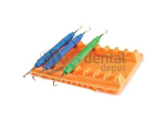 PLASDENT Instrument Mat - Small, NEON Tangerine, 5-3/16in  x 4-1/8in . Reversible, 8 or 12 Instruments Capacity. #400MSS-12N